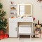 Vanity Set with 3-Color Adjustable Lights, Storage, Charging Ports and Stool